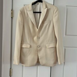 BURBERRY cream silk notch lapel sport coat 48R